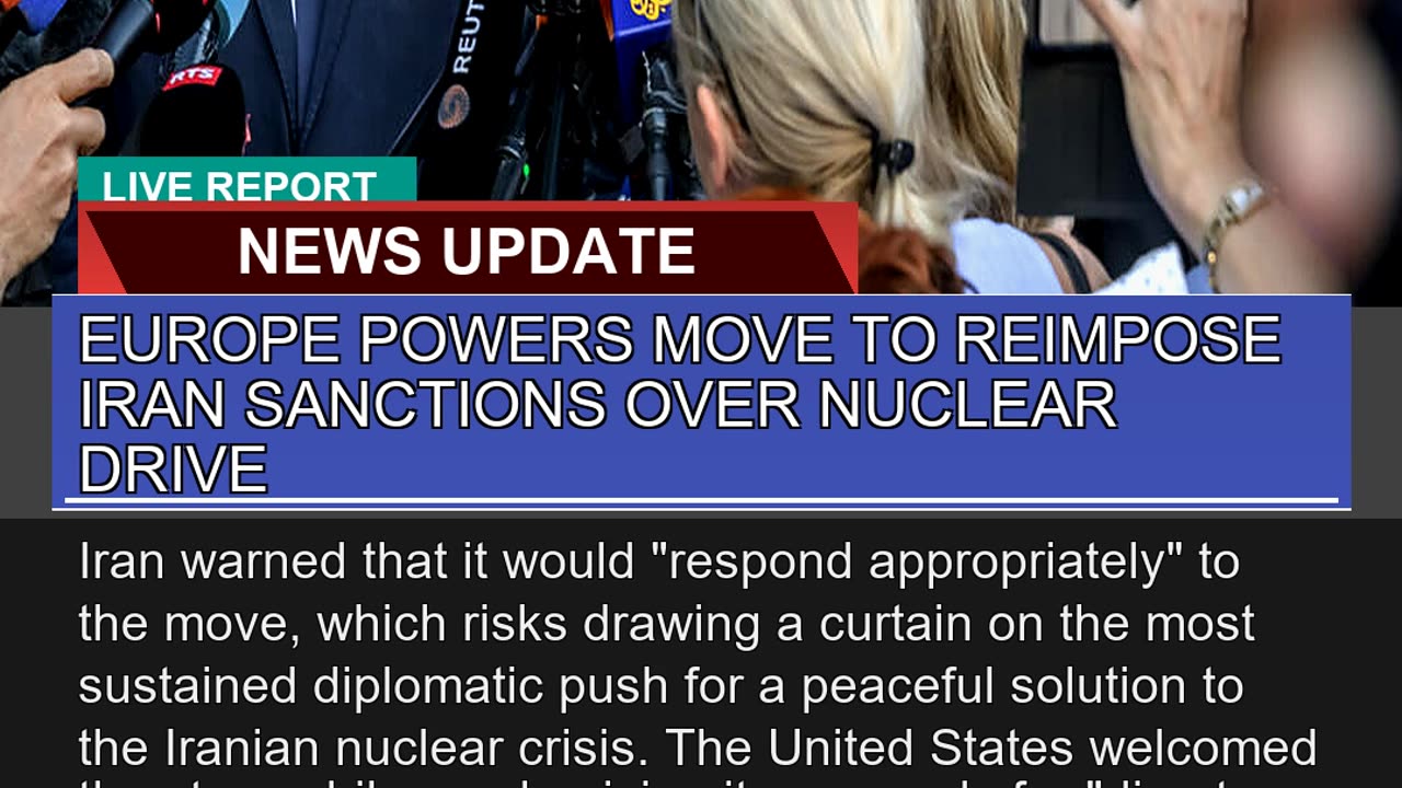 Europe Powers Move to Reimpose Iran Sanctions Over