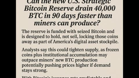 U.S. Strategic Bitcoin Reserve in focus – Could it drain 40,000 BTC in 90 days