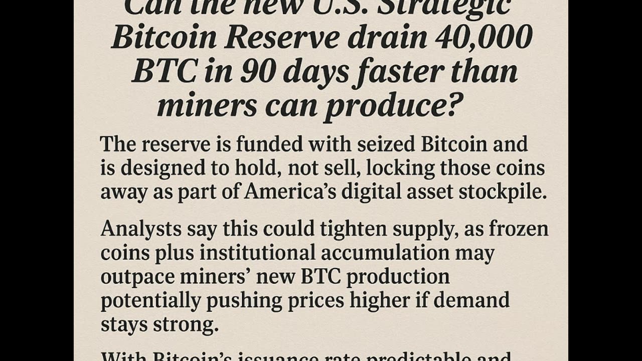 U.S. Strategic Bitcoin Reserve in focus – Could it drain 40,000 BTC in 90 days