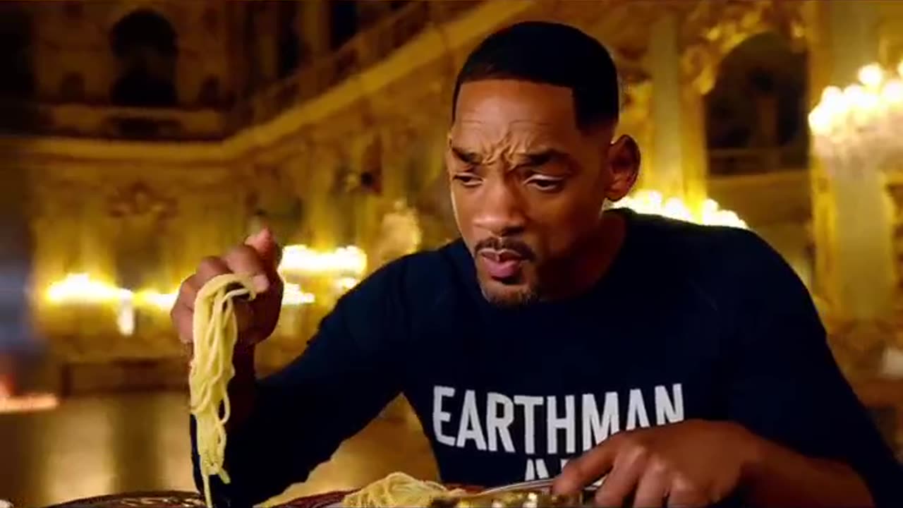 If aliens caught Will Smith eating spaghetti [ AI-generated ]