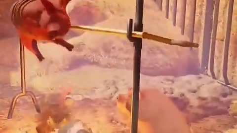 I turned into a pig… but then saw pigs cooking one?! What is happening?! 🐷🔥😱 #gaming