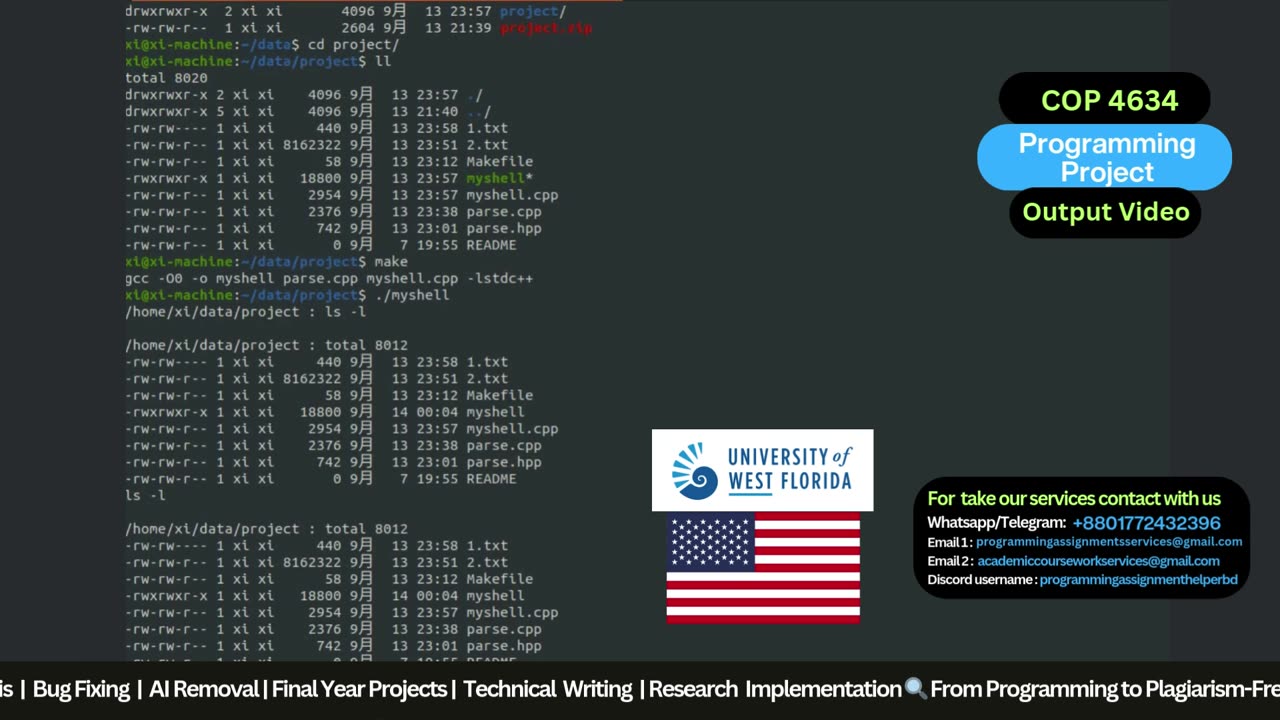 Student Work(Project) | COP 4634 Project 1 - Processes | Programming Project Coursework | UWF
