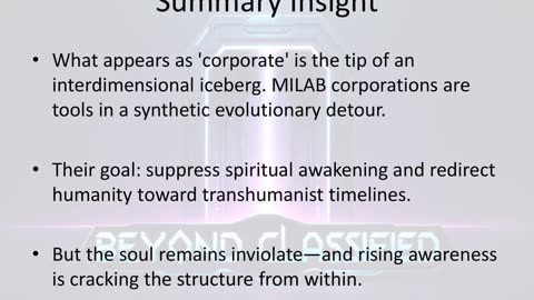 MILABs Corporations from a Soul-Consciousness Perspective (Rough Draft)