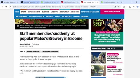 Perth Now builds matrix with deaths of Broome brewery employee and beloved Bunbury dingo