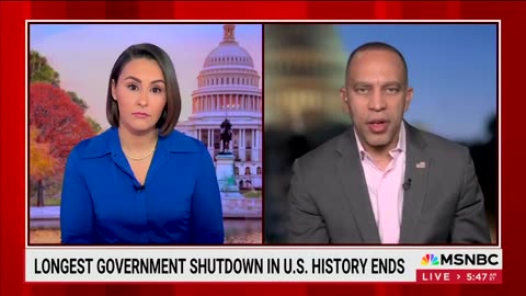 Hakeem Jeffries describes the pointless Dem Shutdown that devasted American families as "valiant."