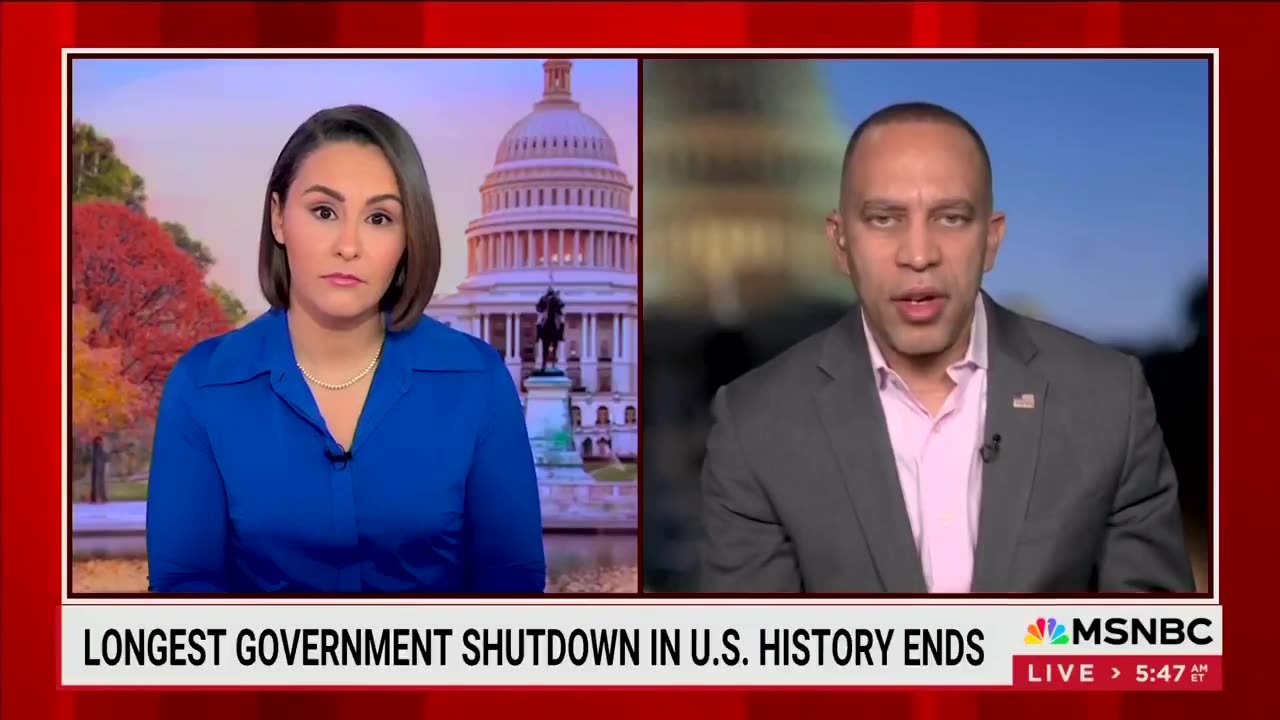 Hakeem Jeffries describes the pointless Dem Shutdown that devasted American families as "valiant."