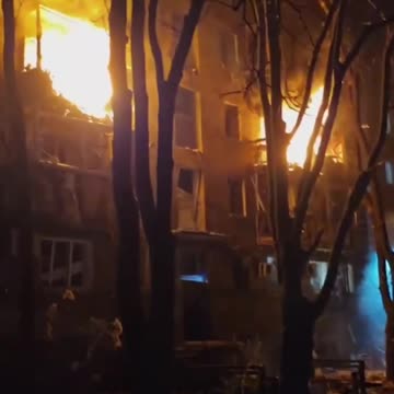 This is what one of Zaporizhia's high-rise buildings looks like after the Russian strike.