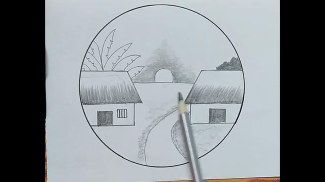 Scenery Drawing For Beginners || Easy Scenery Drawing || Landscape Scenery Drawing For Kids