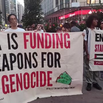 "USA IS FUNDING WEAPONS FOR GENOCIDE"