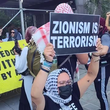 ANTI-GENOCIDE protest in front of the United Nations.