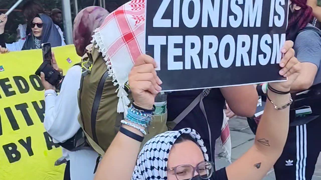 ANTI-GENOCIDE protest in front of the United Nations.