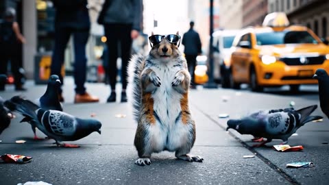 Squirrel Breakdances as Pigeons Cheer | AI Video