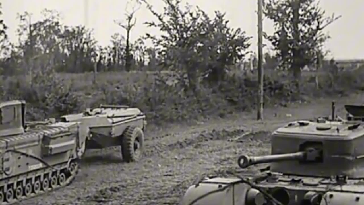 Churchill Crocodile flame tank conversion trials in England circa 1944