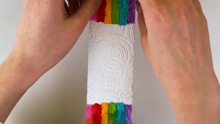 Paper towel turns into rainbow magic.hd