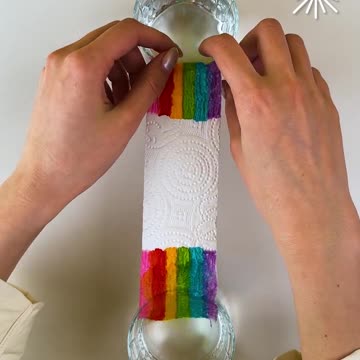 Paper towel turns into rainbow magic.hd