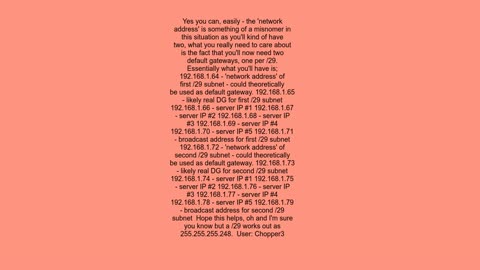 Can I divide a 28 network into two 29 networks