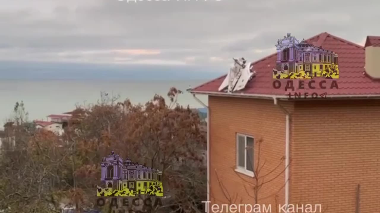 A drone on the roof of a residential building after today's attack on Odesa.