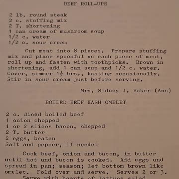 Recipe for Beef Roll ups Vintage recipe from 1975