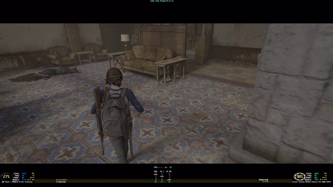 The Last of Us Part II Remastered 219 4k HDR PC Gameplay 9800x3d RTX 4080 Super DLAA No DLSS or FG