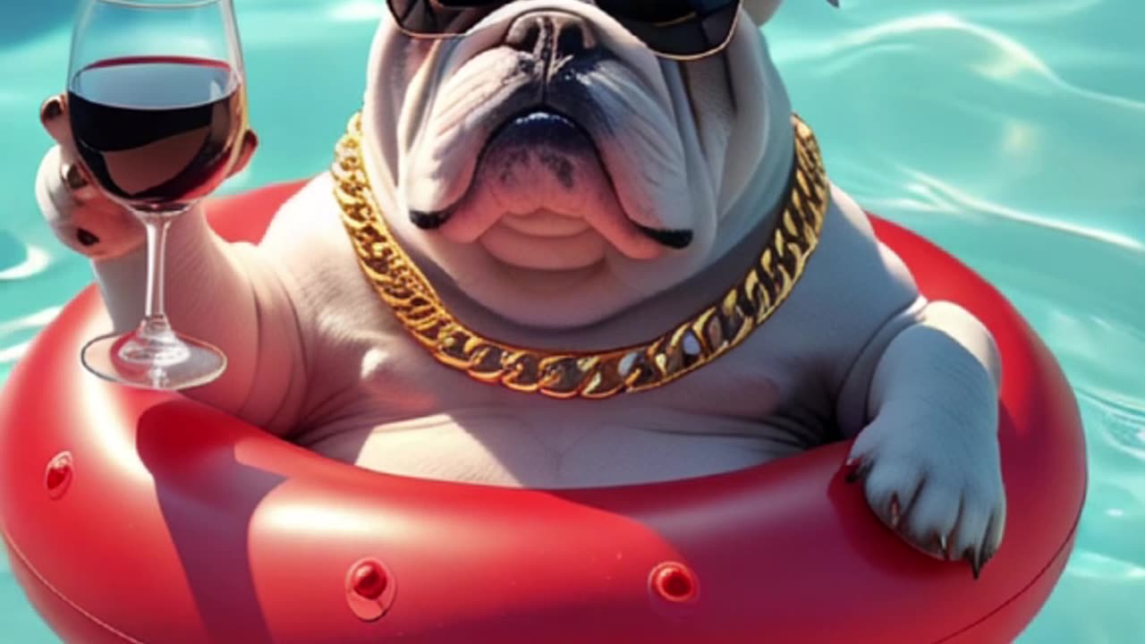 AI Chubby Bulldog Chillin In Private Pool #ai #aigenerated #aivideo #aiediting #aivideogenerator