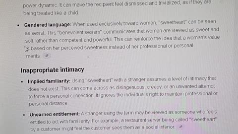 Sweetheart defined by AI Narrative