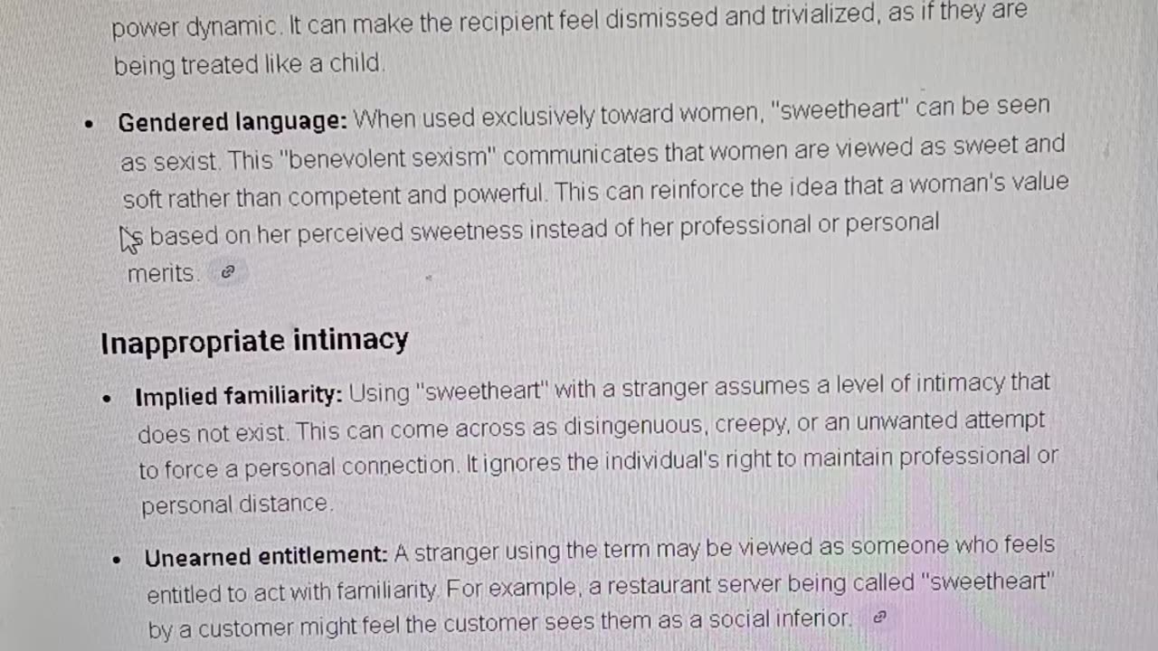 Sweetheart defined by AI Narrative