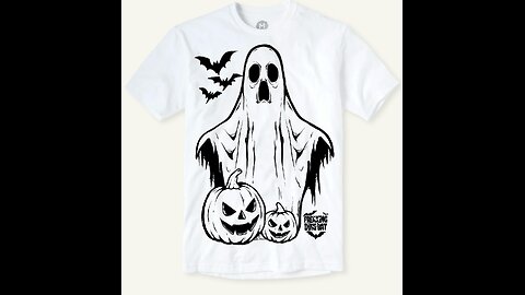 Drawing process of a ghost Halloween scene for a upcoming shirt design