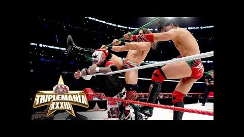 Los Garza vs. Pagano & Psycho Clown AAA Tag Team Title Street Fight Triplemanía XXXIII highlights