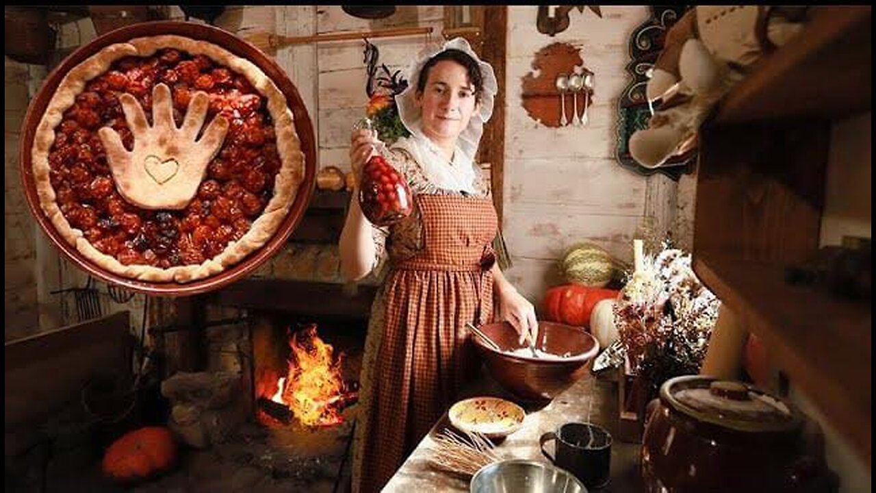 Making a Cherry Pie in 1808 |No Talking Real Historic Recipes| Cherry Currant Pie