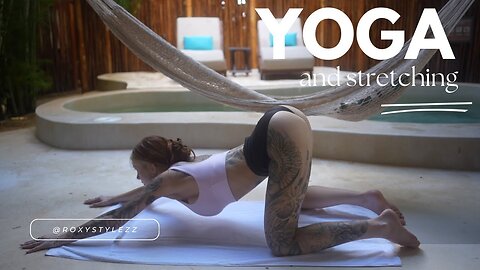 Yoga Hip opening Stretch By the Pool