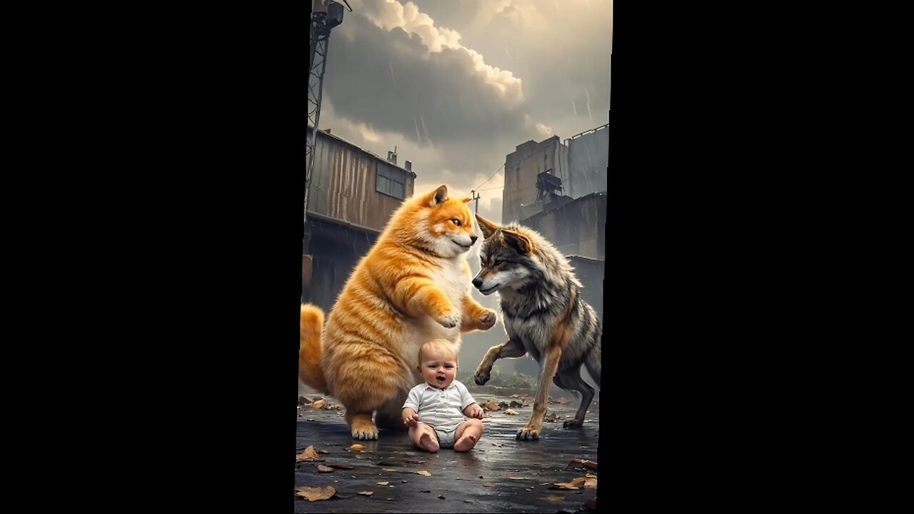 Cat😺 help the baby from wolf🐺