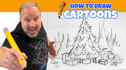 How to Draw a Cartoon Christmas Tree Outside
