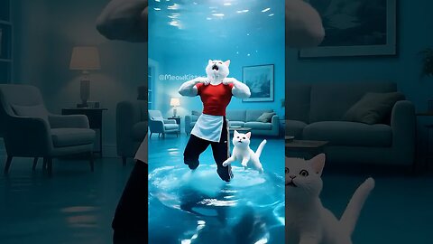 KITTEN TURNS THE HOUSE INTO A POOL, DAD CAT LOSES CONTROL.