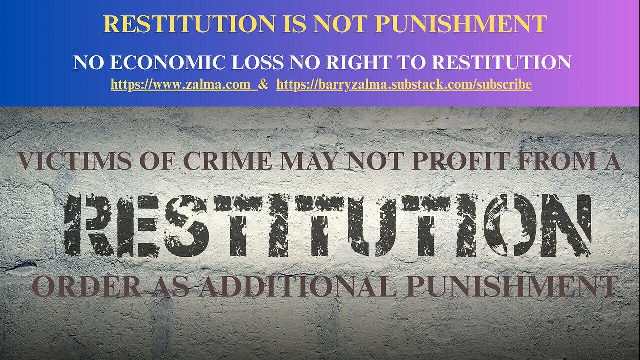 Restitution is not Punishment