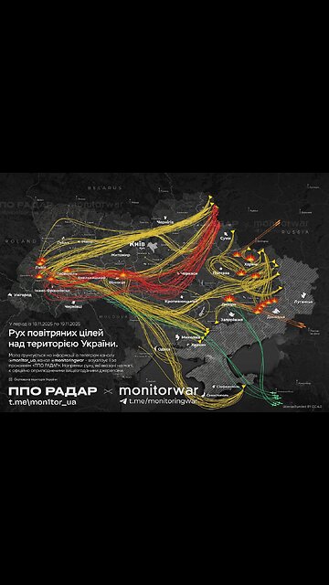 Approximate route of Russian UAVs and missiles during massive attack on Ukraine!