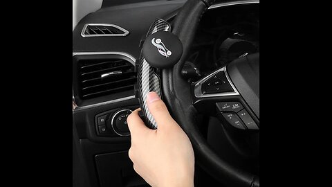 Carbon Fiber Non-Slip Steering Wheel Cover Booster with Spinner Knob & Built-in Car Freshener