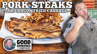 Pork Steaks and Bacon Fried Cabbage on the Blackstone Griddle