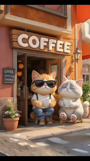 Stylish cat becomes your new coffee buddy