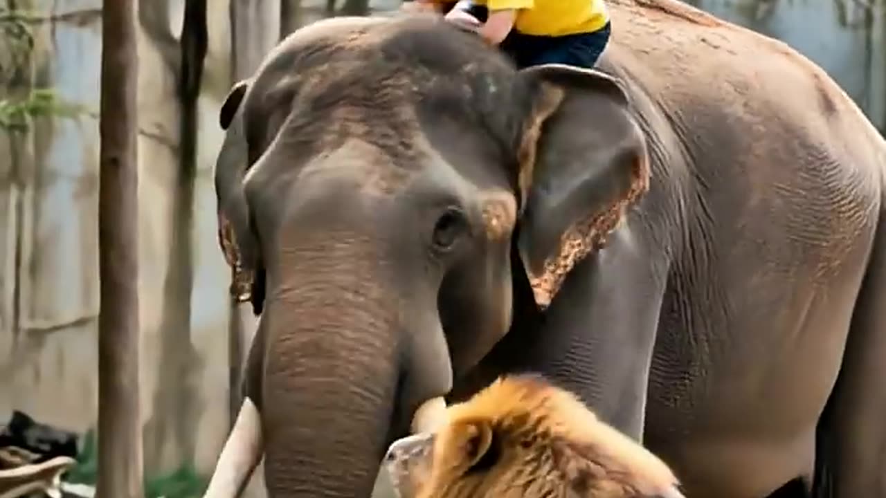 HEROIC ELEPHANT SAVES CHILD FROM LION ATTACK IN ZOO!