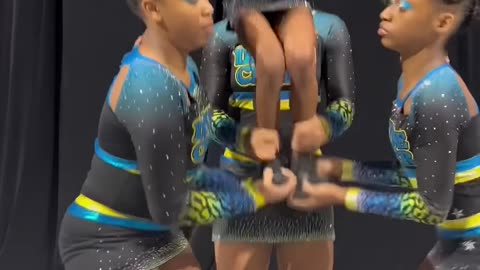 SHE IS SERVING!! #cheer #stunt