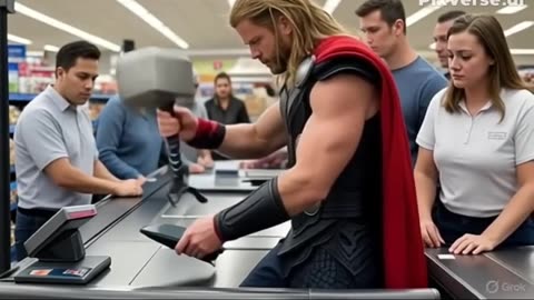 When Thor goes to the supermarket #thor #thormarvel #satire #jokes #memes #comics #funnyvideo
