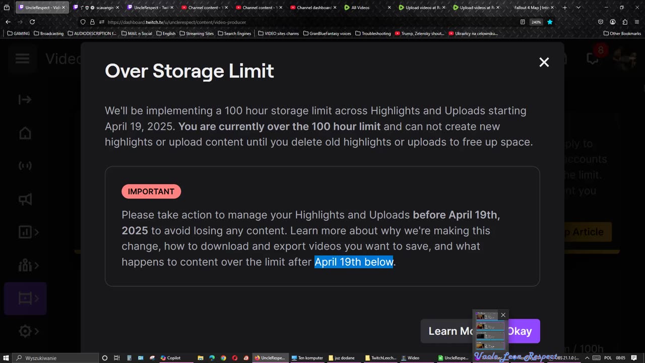 Twitch Storage Purge complaint 2