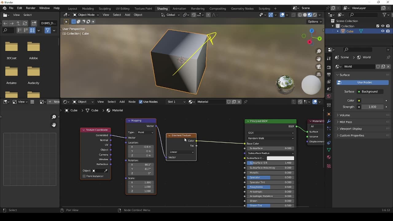 Blender - nodo Texture Gradient