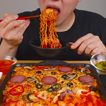 Fire noodle & cheese pizza & Hot dog 🔥