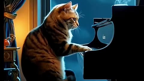 ENQUANTO TODOS DORMEM LÁ ESTÁ ELE: 🐈🐈🐈🤩🤩🤩😺🎹 #pianista #ai #pianocover