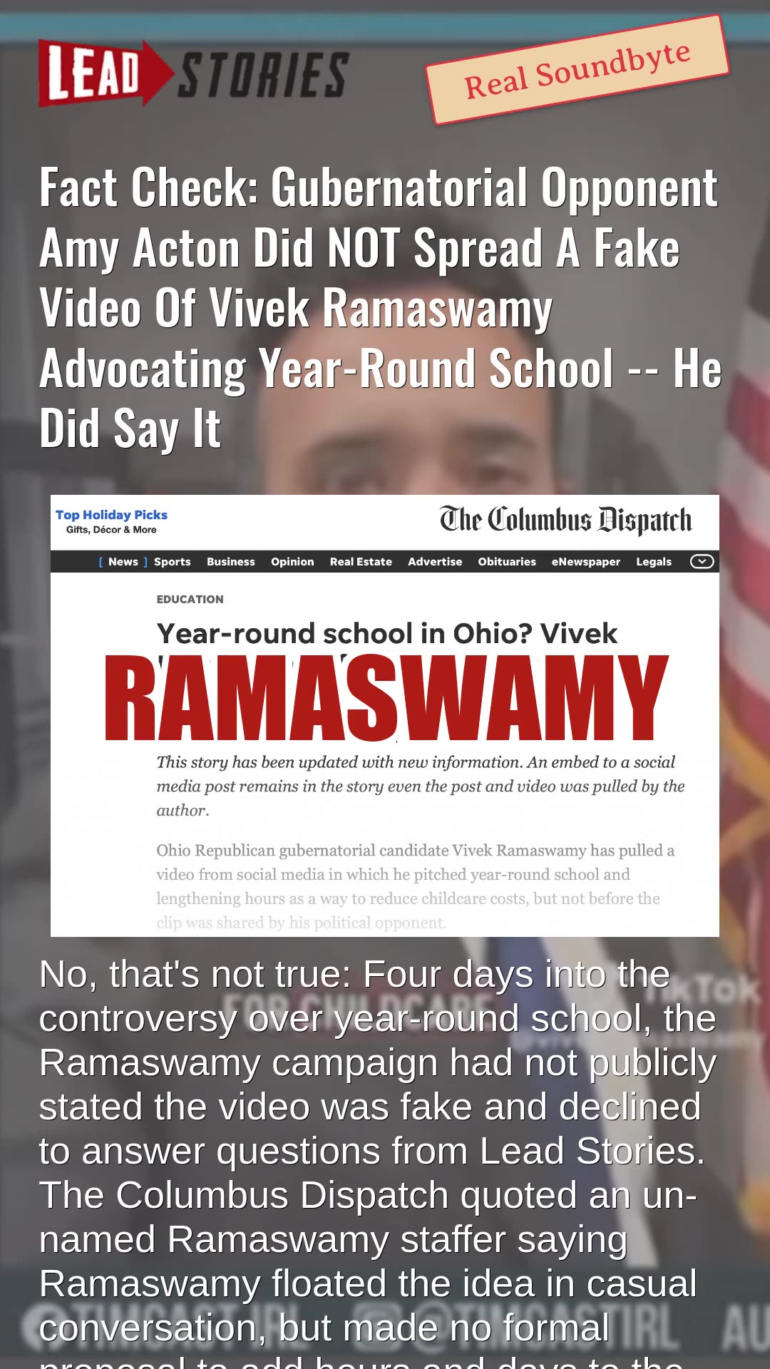 Fact Check: Real Video Of Vivek Ramaswamy Advocating Year-Round School