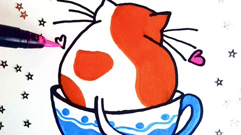 🐱☕✨ Cat in a Cup • Cozy Kawaii Aesthetic Vibe 🤍