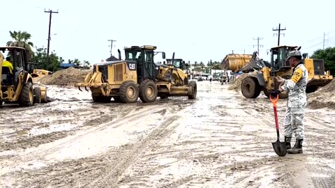 Streets in Mexico's Los Cabos covered in mud after Hurricane Lorena