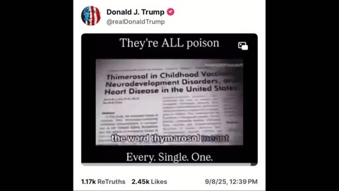 President Trump Drops Clip About Thimerosal in 'Vaccines'