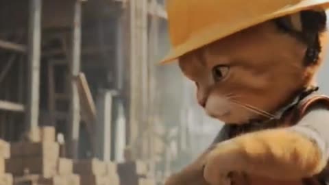 poor cat warking hard